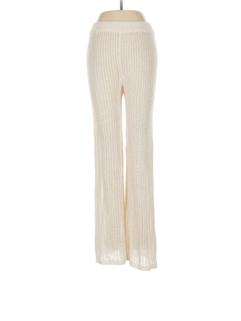 Shade & Shore Cream Ribbed Knit Wide-Leg Pants